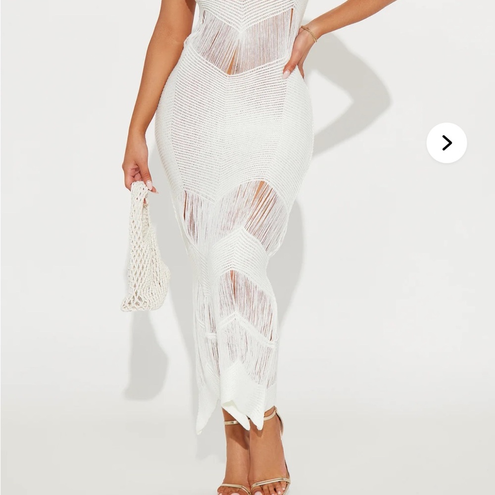 White Sheer Knit Maxi Dress